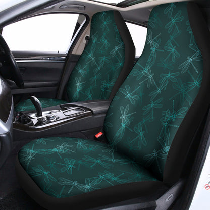 Turquoise Dragonfly Pattern Print Universal Fit Car Seat Covers