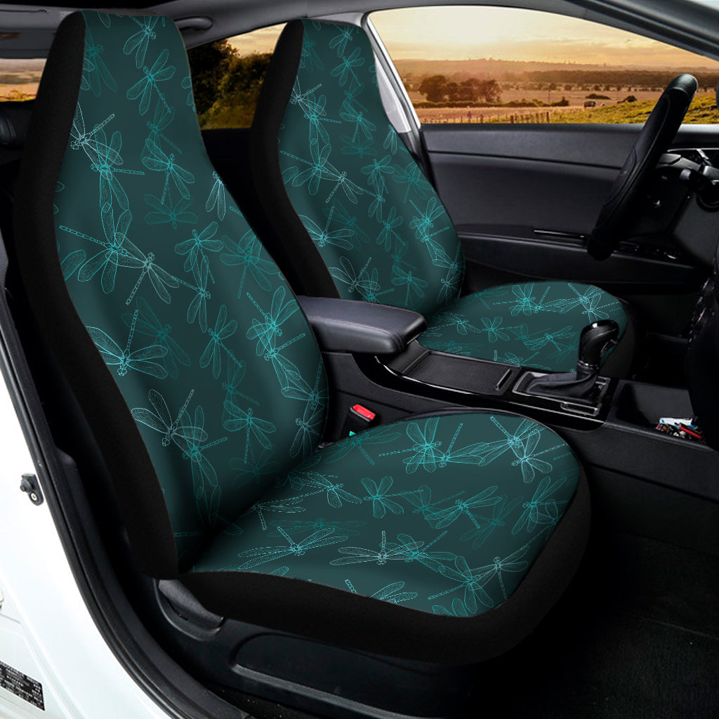 Turquoise Dragonfly Pattern Print Universal Fit Car Seat Covers