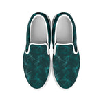 Turquoise Dragonfly Pattern Print White Slip On Shoes