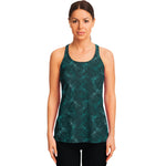 Turquoise Dragonfly Pattern Print Women's Racerback Tank Top
