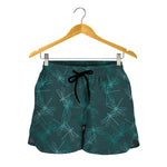 Turquoise Dragonfly Pattern Print Women's Shorts