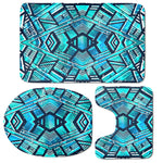 Turquoise Ethnic Aztec Trippy Print 3 Piece Bath Mat Set