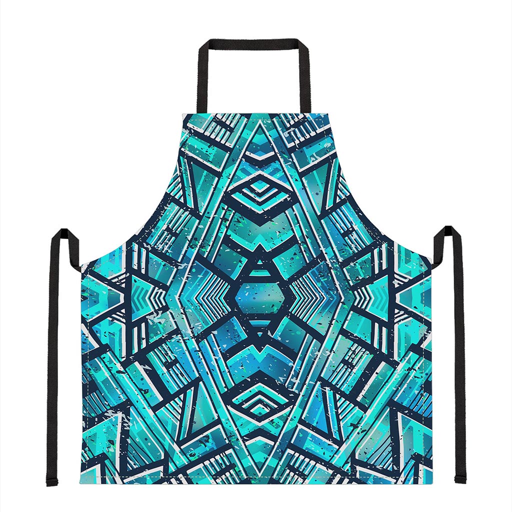 Turquoise Ethnic Aztec Trippy Print Apron