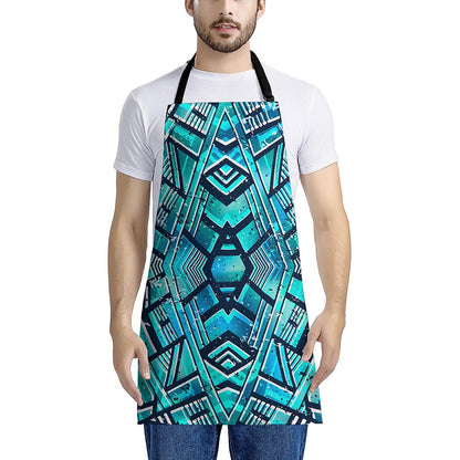 Turquoise Ethnic Aztec Trippy Print Apron
