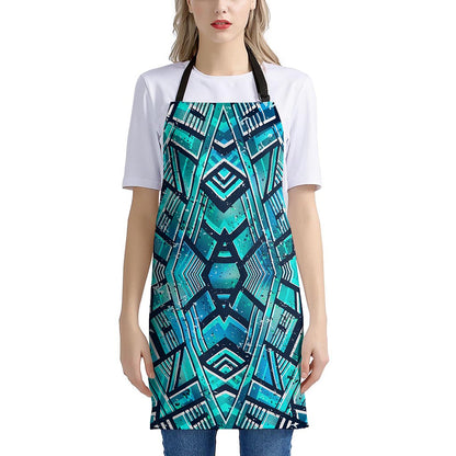 Turquoise Ethnic Aztec Trippy Print Apron