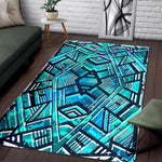 Turquoise Ethnic Aztec Trippy Print Area Rug GearFrost