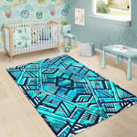 Turquoise Ethnic Aztec Trippy Print Area Rug GearFrost