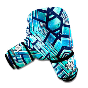 Turquoise Ethnic Aztec Trippy Print Boxing Gloves