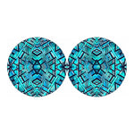 Turquoise Ethnic Aztec Trippy Print Car Coasters