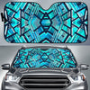 Turquoise Ethnic Aztec Trippy Print Car Sun Shade GearFrost