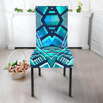Turquoise Ethnic Aztec Trippy Print Dining Chair Slipcover