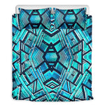 Turquoise Ethnic Aztec Trippy Print Duvet Cover Bedding Set