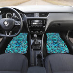 Turquoise Ethnic Aztec Trippy Print Front Car Floor Mats