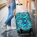 Turquoise Ethnic Aztec Trippy Print Luggage Cover GearFrost