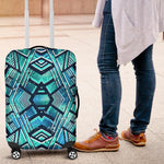 Turquoise Ethnic Aztec Trippy Print Luggage Cover GearFrost