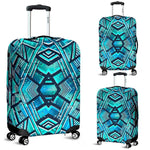 Turquoise Ethnic Aztec Trippy Print Luggage Cover GearFrost