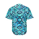 Turquoise Ethnic Aztec Trippy Print Men's Baseball Jersey