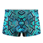 Turquoise Ethnic Aztec Trippy Print Men's Boxer Briefs
