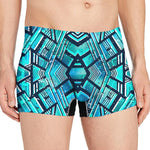 Turquoise Ethnic Aztec Trippy Print Men's Boxer Briefs
