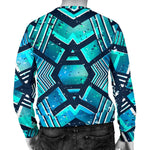 Turquoise Ethnic Aztec Trippy Print Men's Crewneck Sweatshirt GearFrost