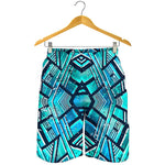 Turquoise Ethnic Aztec Trippy Print Men's Shorts