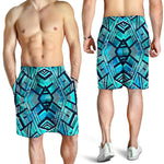 Turquoise Ethnic Aztec Trippy Print Men's Shorts