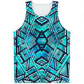 Turquoise Ethnic Aztec Trippy Print Men's Tank Top