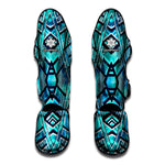 Turquoise Ethnic Aztec Trippy Print Muay Thai Shin Guard