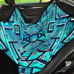 Turquoise Ethnic Aztec Trippy Print Pet Car Back Seat Cover