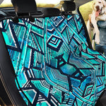 Turquoise Ethnic Aztec Trippy Print Pet Car Back Seat Cover
