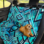 Turquoise Ethnic Aztec Trippy Print Pet Car Back Seat Cover