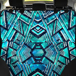 Turquoise Ethnic Aztec Trippy Print Pet Car Back Seat Cover