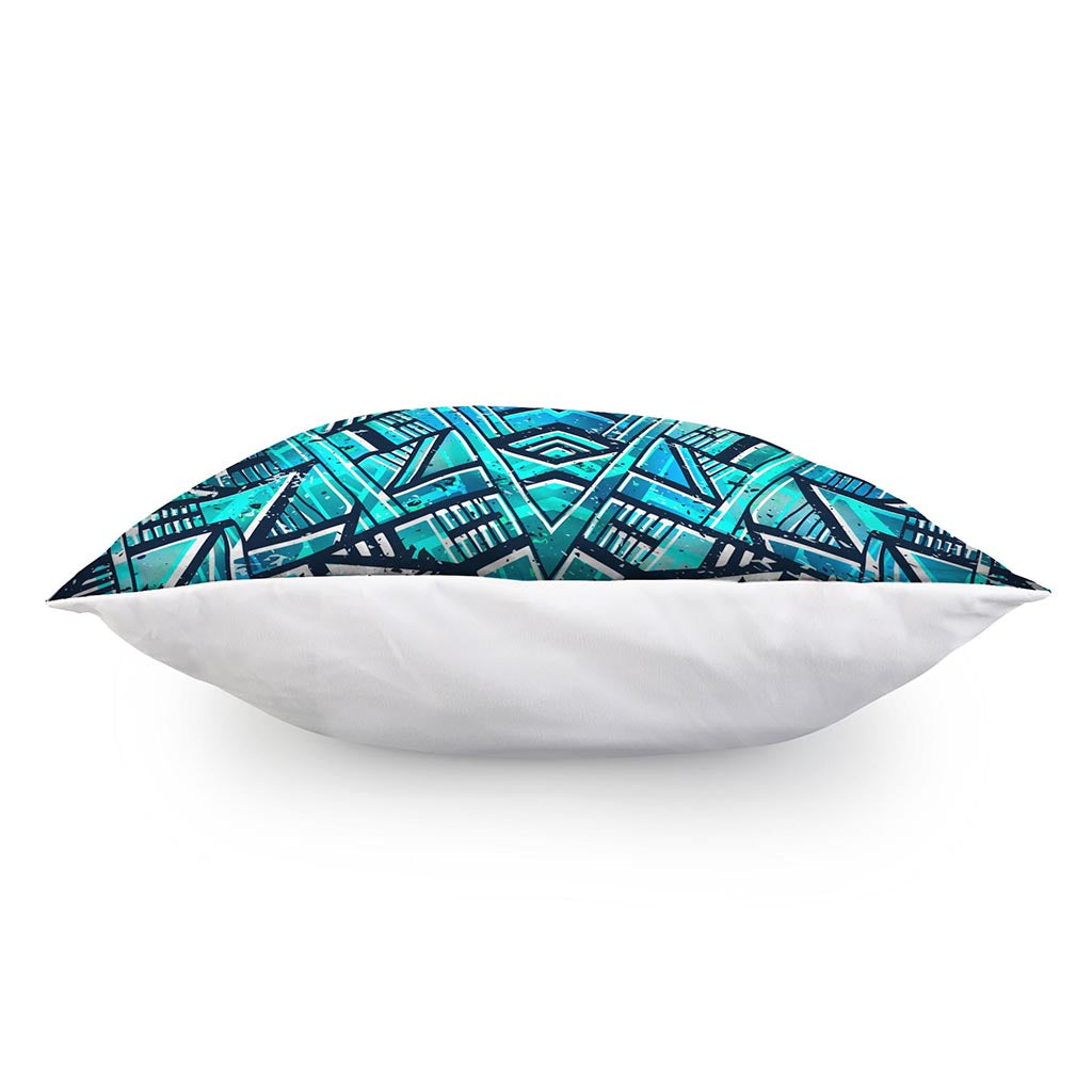 Turquoise Ethnic Aztec Trippy Print Pillow Cover