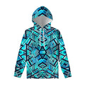 Turquoise Ethnic Aztec Trippy Print Pullover Hoodie
