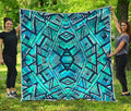 Turquoise Ethnic Aztec Trippy Print Quilt
