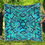 Turquoise Ethnic Aztec Trippy Print Quilt