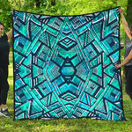Turquoise Ethnic Aztec Trippy Print Quilt