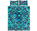 Turquoise Ethnic Aztec Trippy Print Quilt Bed Set