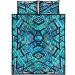 Turquoise Ethnic Aztec Trippy Print Quilt Bed Set