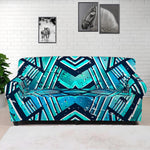 Turquoise Ethnic Aztec Trippy Print Sofa Cover