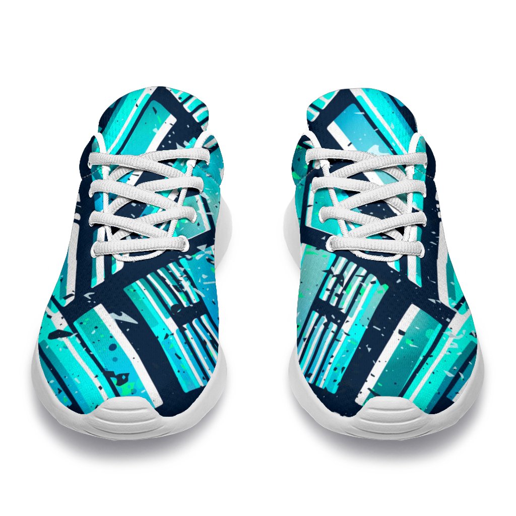 Turquoise Ethnic Aztec Trippy Print Sport Shoes GearFrost