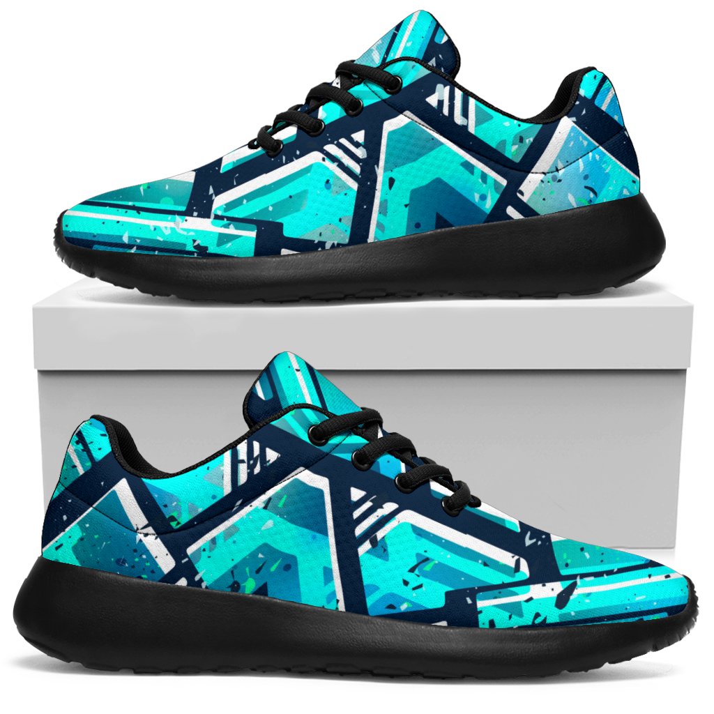 Turquoise Ethnic Aztec Trippy Print Sport Shoes GearFrost