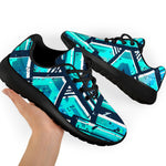 Turquoise Ethnic Aztec Trippy Print Sport Shoes GearFrost