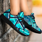 Turquoise Ethnic Aztec Trippy Print Sport Shoes GearFrost