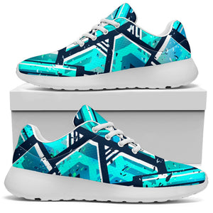 Turquoise Ethnic Aztec Trippy Print Sport Shoes GearFrost