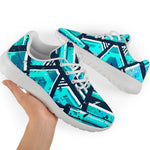 Turquoise Ethnic Aztec Trippy Print Sport Shoes GearFrost