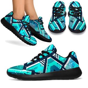 Turquoise Ethnic Aztec Trippy Print Sport Shoes GearFrost