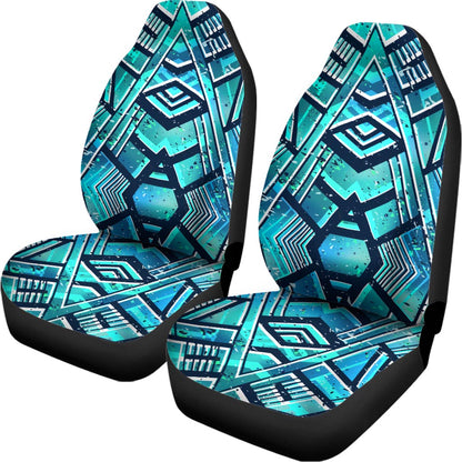 Turquoise Ethnic Aztec Trippy Print Universal Fit Car Seat Covers
