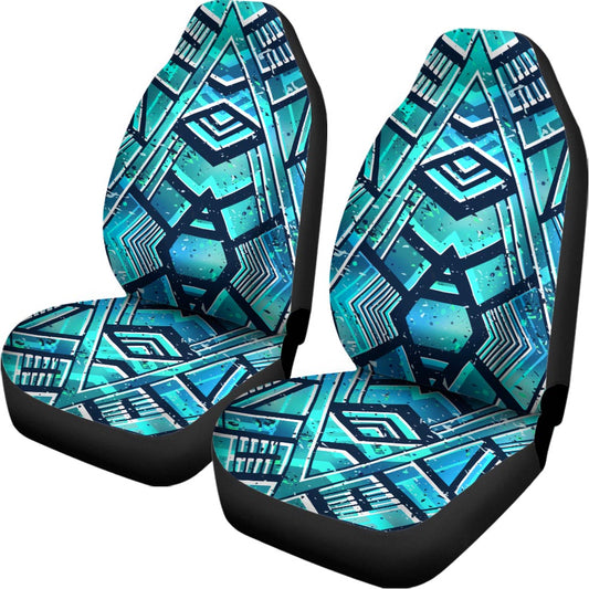 Turquoise Ethnic Aztec Trippy Print Universal Fit Car Seat Covers