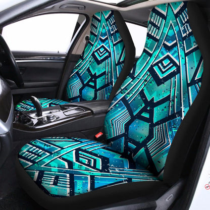 Turquoise Ethnic Aztec Trippy Print Universal Fit Car Seat Covers